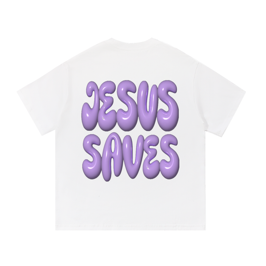 White Purple Bubble 'Jesus Saves'