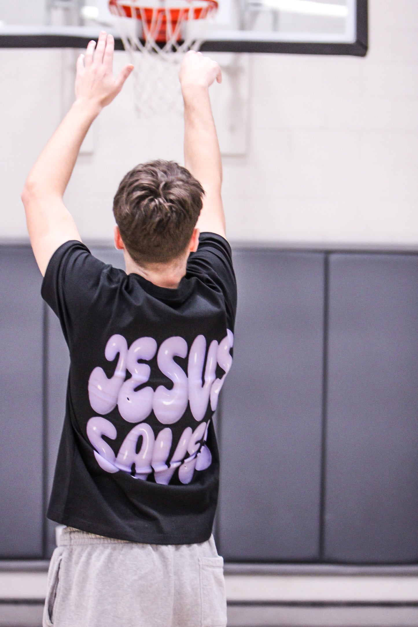Black Purple Bubble 'Jesus Saves'
