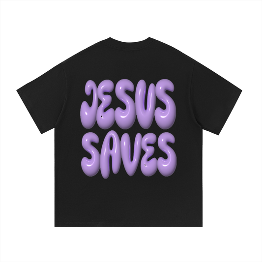 Black Purple Bubble 'Jesus Saves'