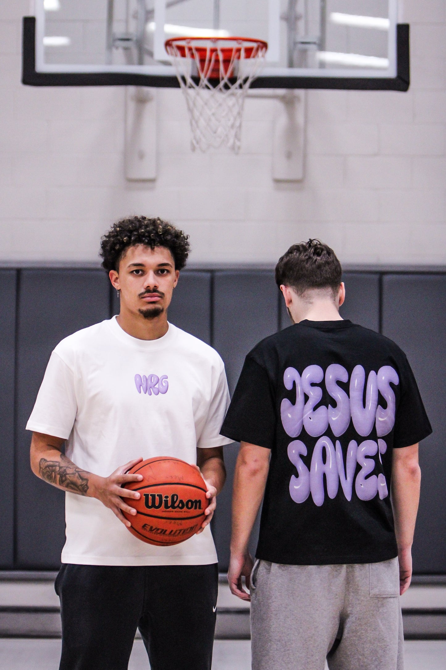 White Purple Bubble 'Jesus Saves'