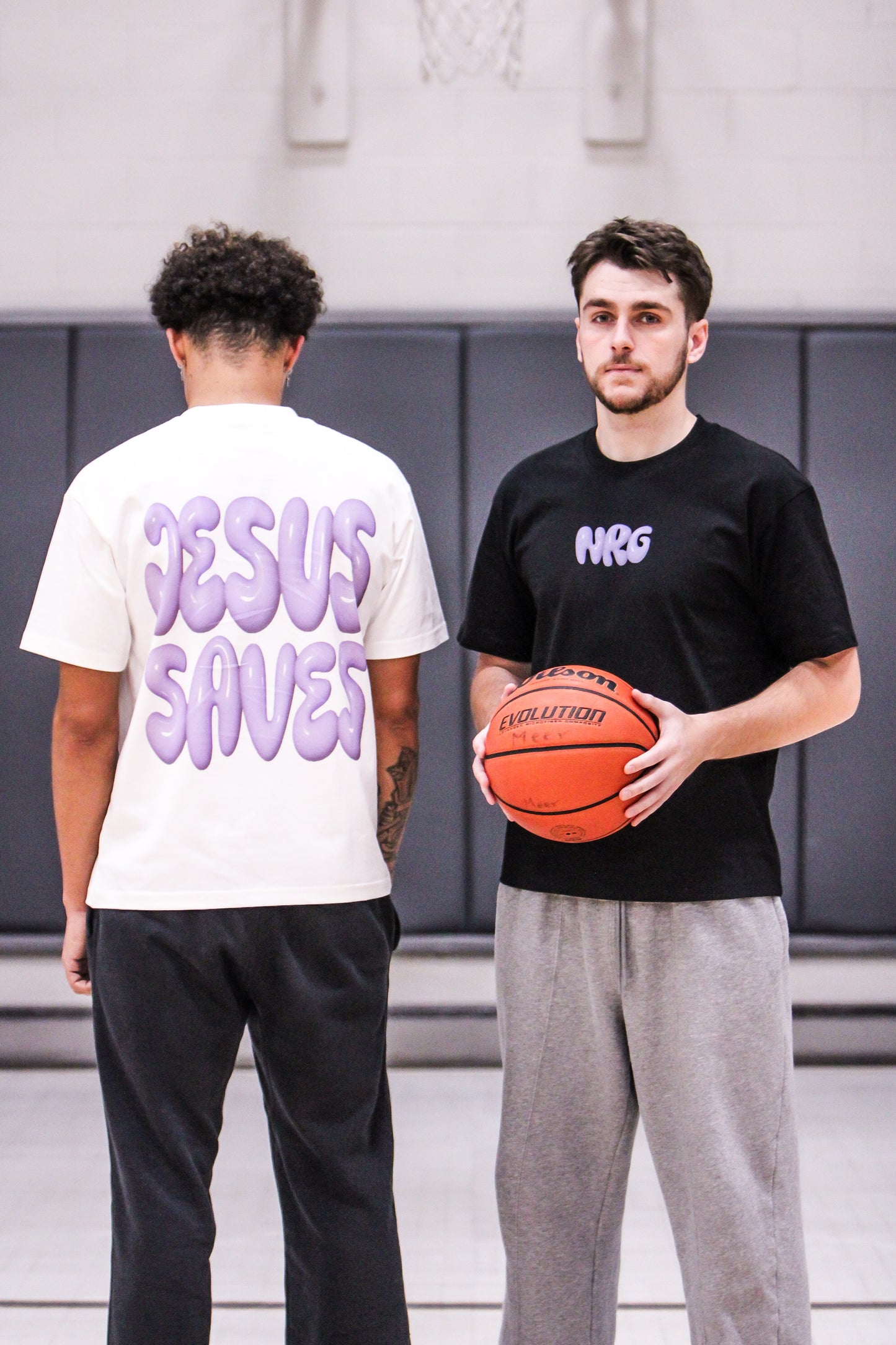 White Purple Bubble 'Jesus Saves'